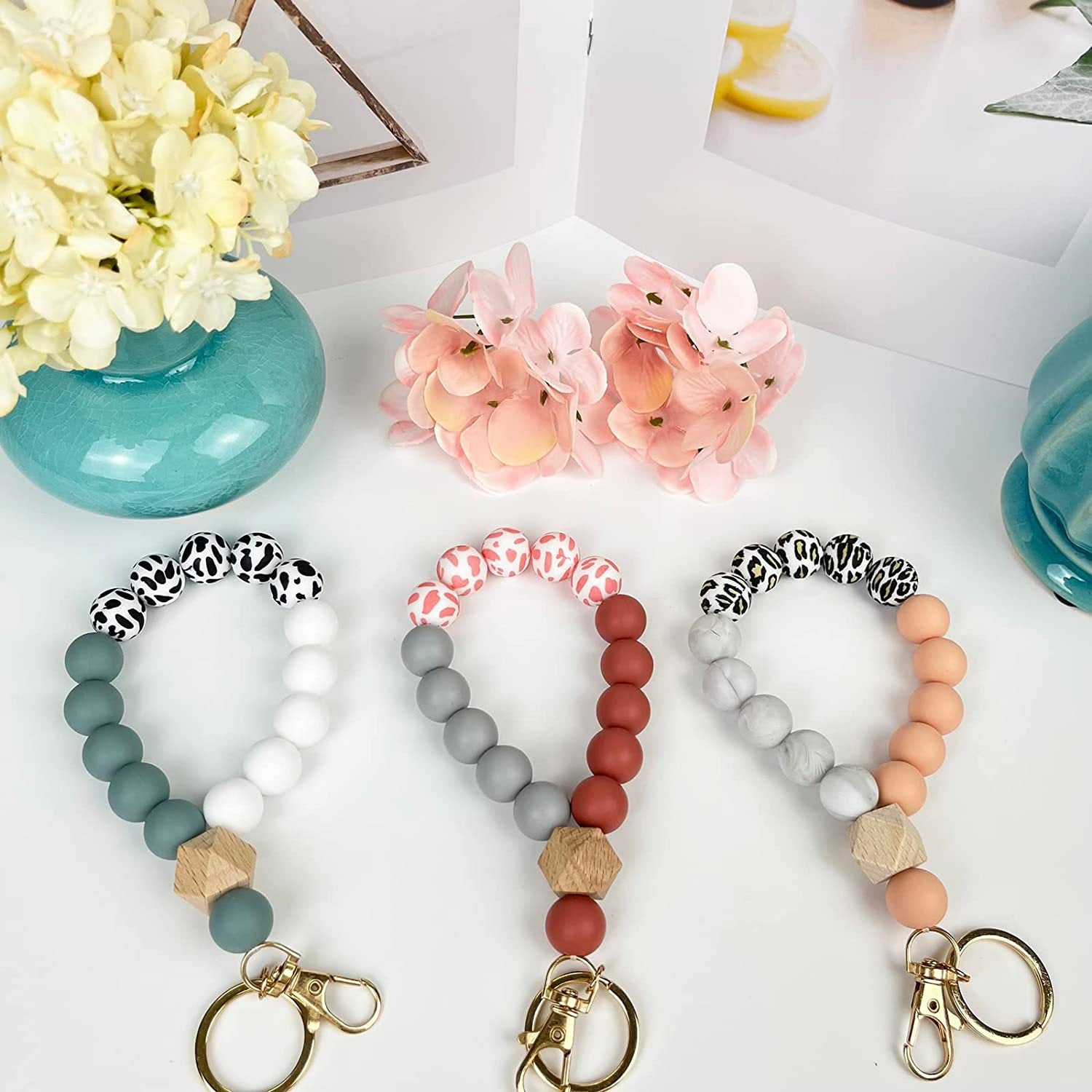 Wholesale 15mm Candy Colored Silicone Bead DIY Wrist Keychain Kit